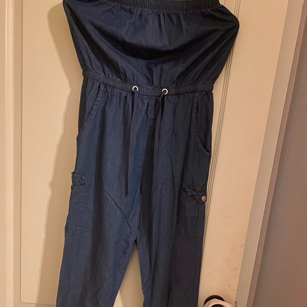 Jean strapless jumpsuit